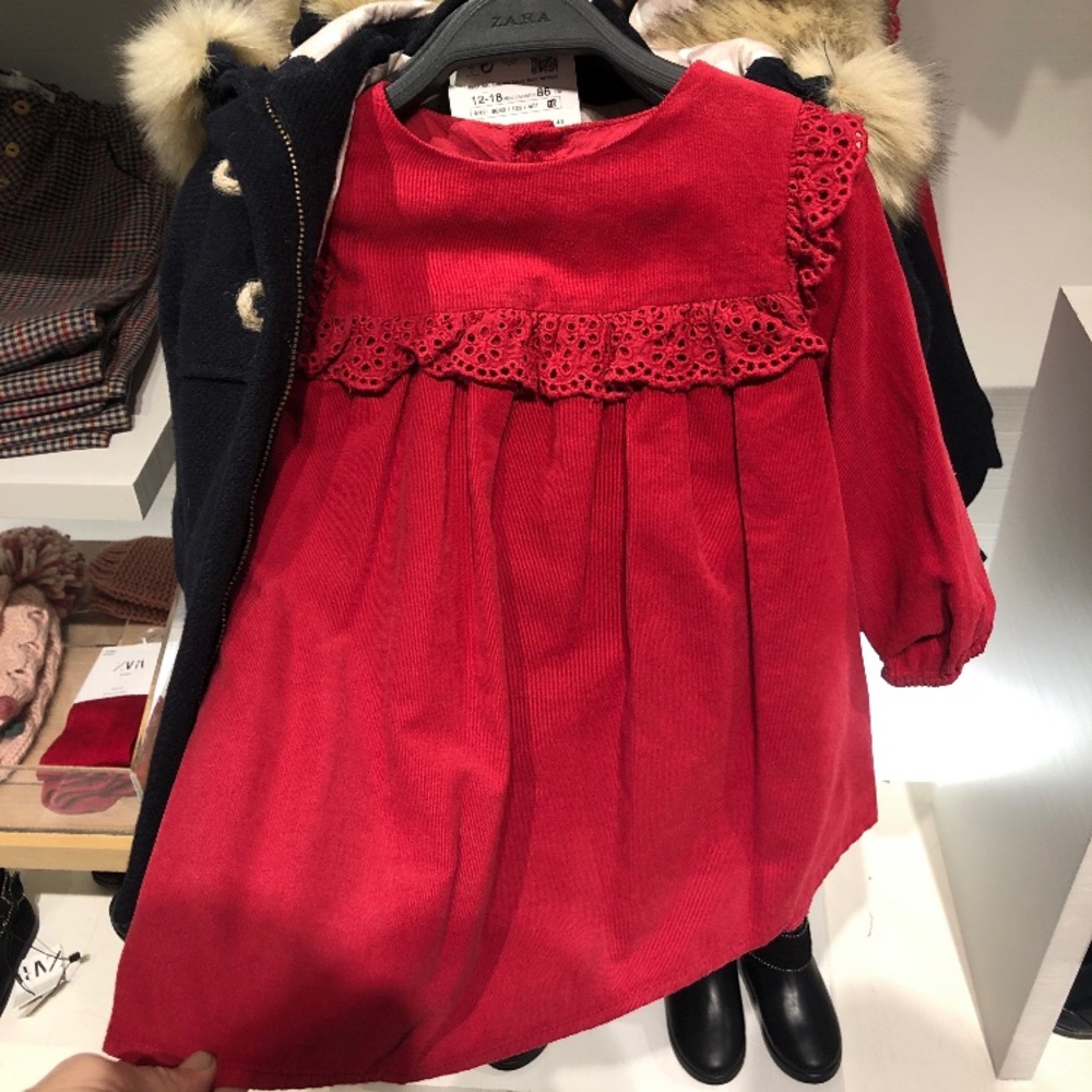 Zara red corduroy dress 12-18 months